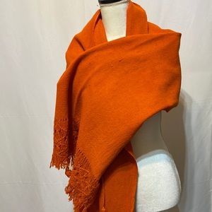 VINTAGE ORANGE SCARF/SHAWL WITH FRINGE